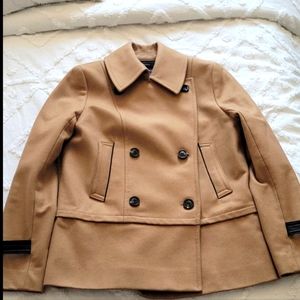 Club Monaco Franci Wool Pea Coat in Tan Colour